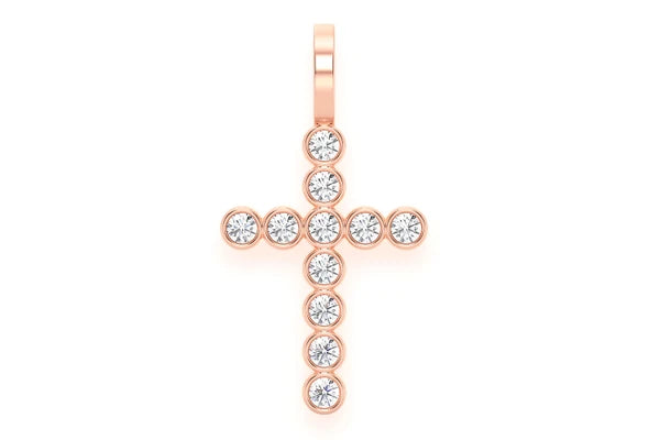 Erkals Jewellers Bezel Cross Pendant 18K Gold Diamond 0.35ctw