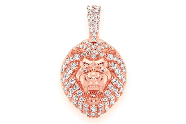 Erkals Jewellers Lion Head Pendant 18K Gold Diamond 0.50ctw