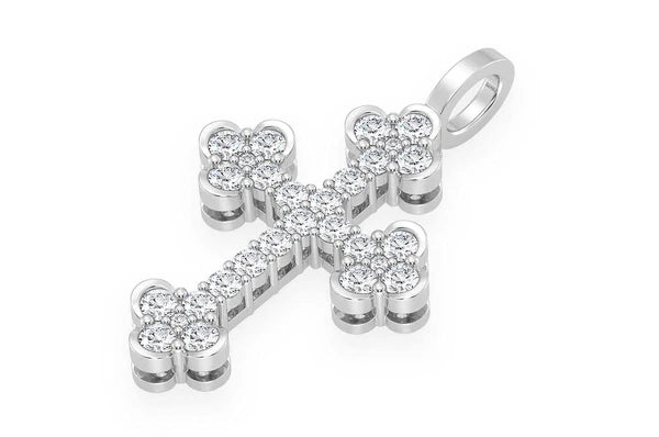 Selene Cross Colgante de diamantes de 0,85 quilates en oro macizo de 14 quilates