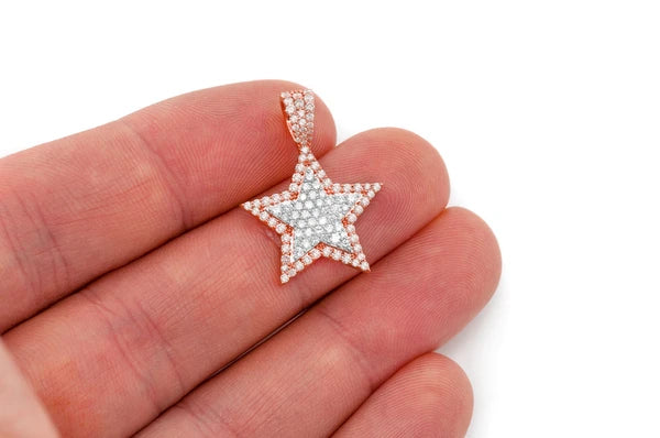 1.00ct Diamond Star Double Layer Pendant 14K Solid Gold