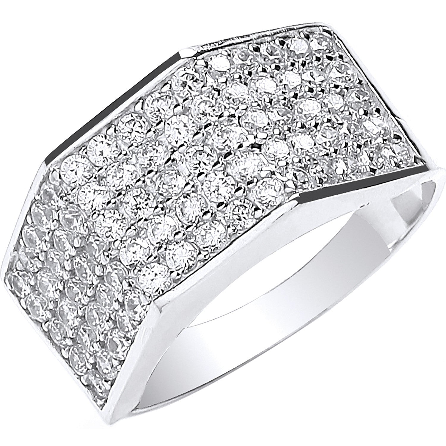 W/G Gents Five Row Cz Ring