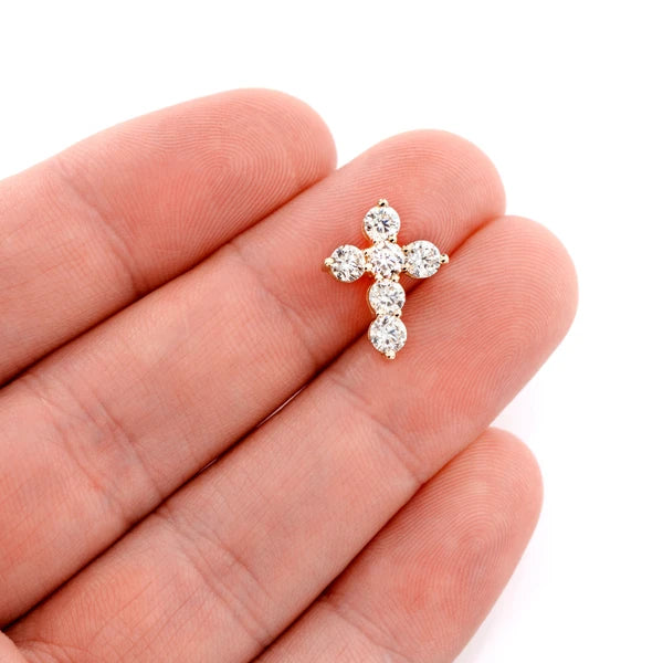 Erkals Jewellers Hidden Bail Cross Pendant 18K Gold Diamond 1.45ctw