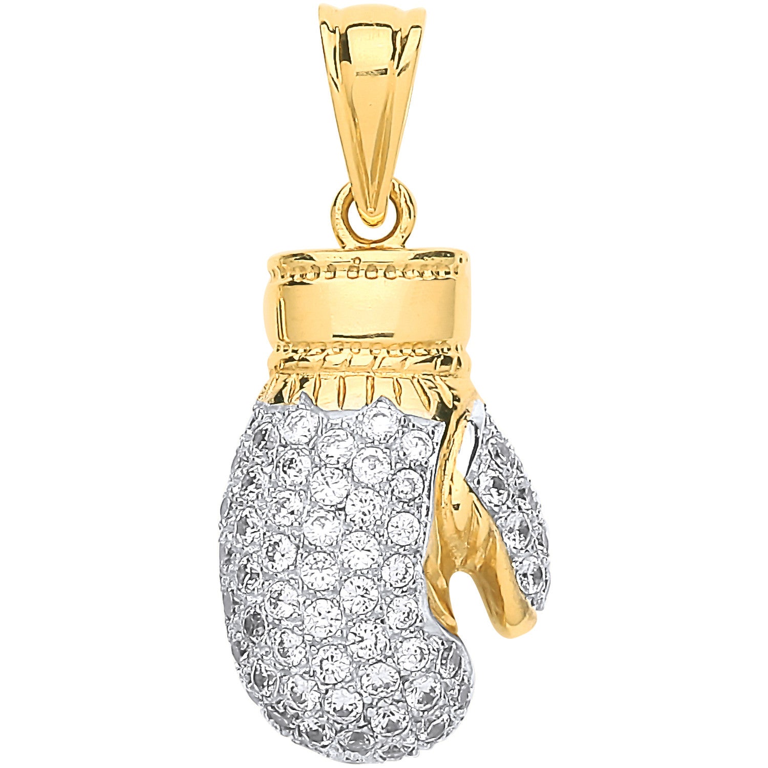 Y/G Cz Hollow Boxing Glove Pendant