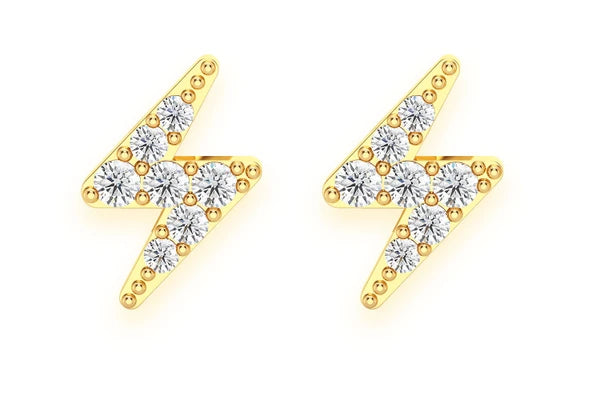 Erkals Jewellers Mini Lightning Bolt Stud Earrings 18K Gold 0.10ctw