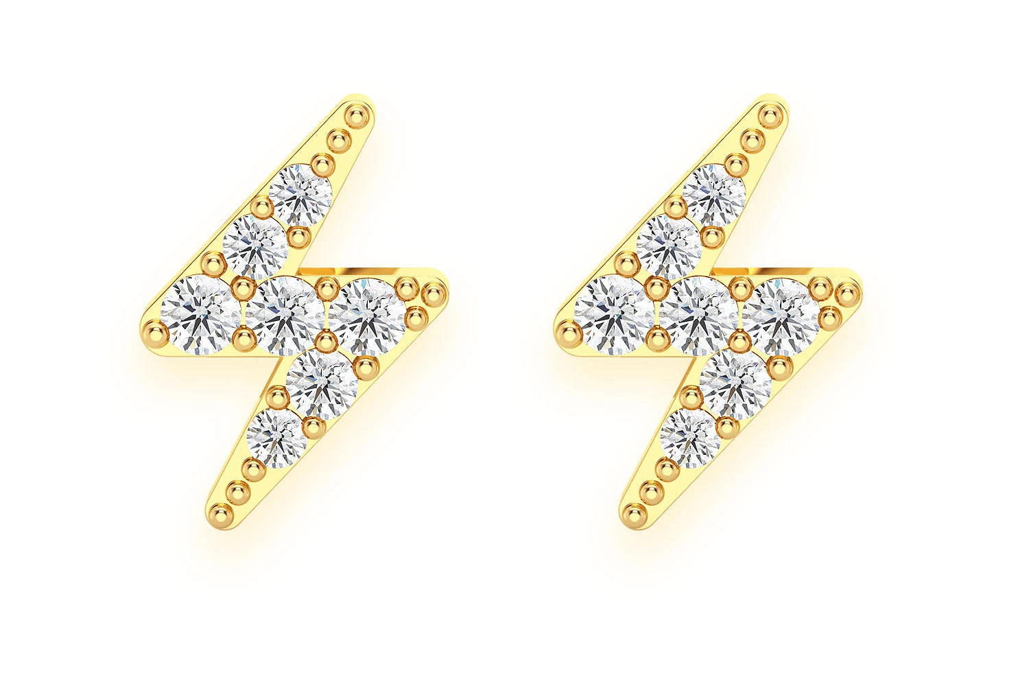 Erkals Jewellers Mini Lightning Bolt Stud Earrings 18K Gold 0.10ctw