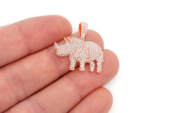 Erkals Jewellers Rhinoceros Pendant 18K Gold Diamond 1.75ctw