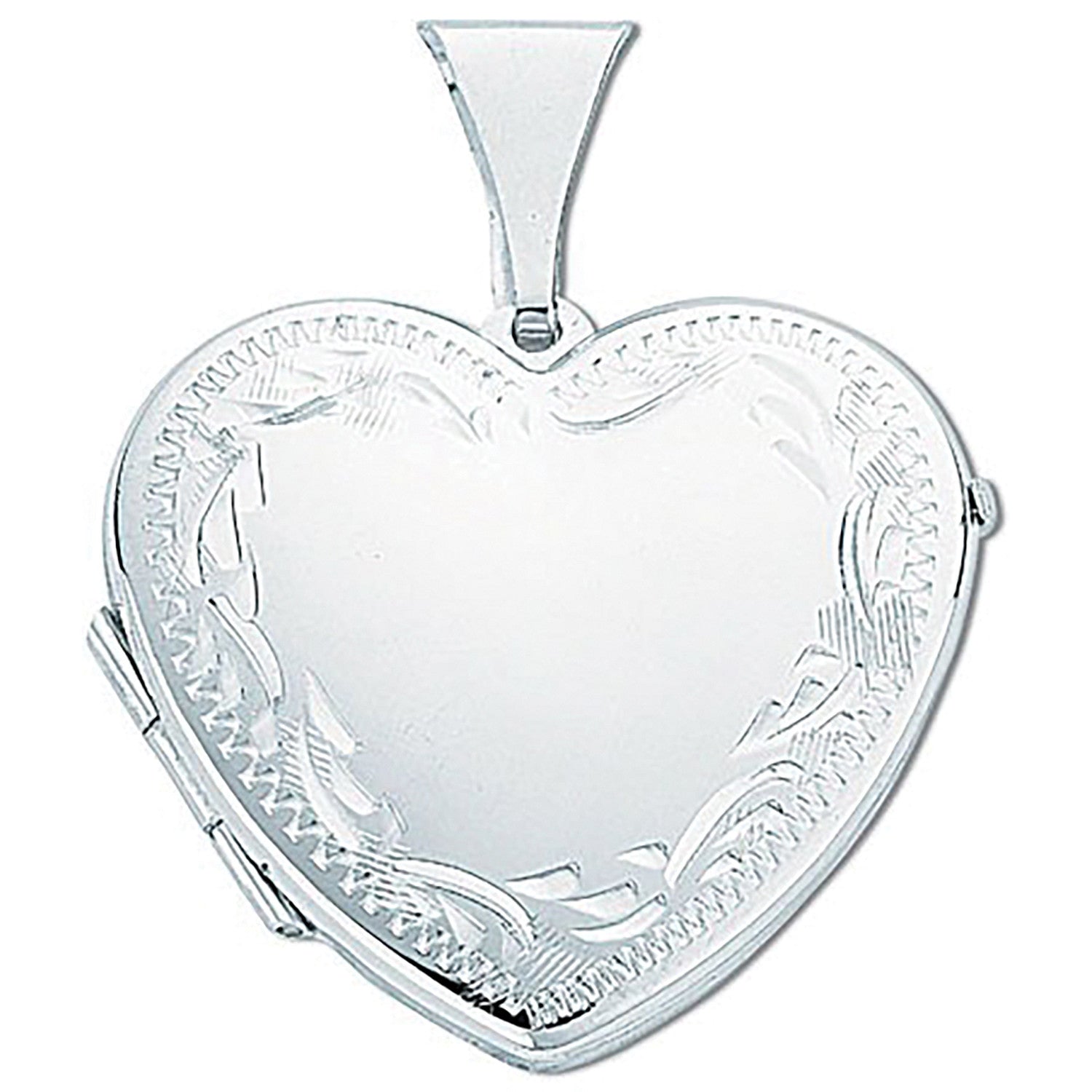 Silver Large Engraved Heart Shaped Locket