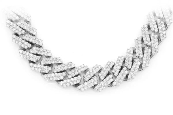 Erkals Jewellers 16mm Raised Prong Cuban Diamond Necklace 18K Gold 33.00ctw