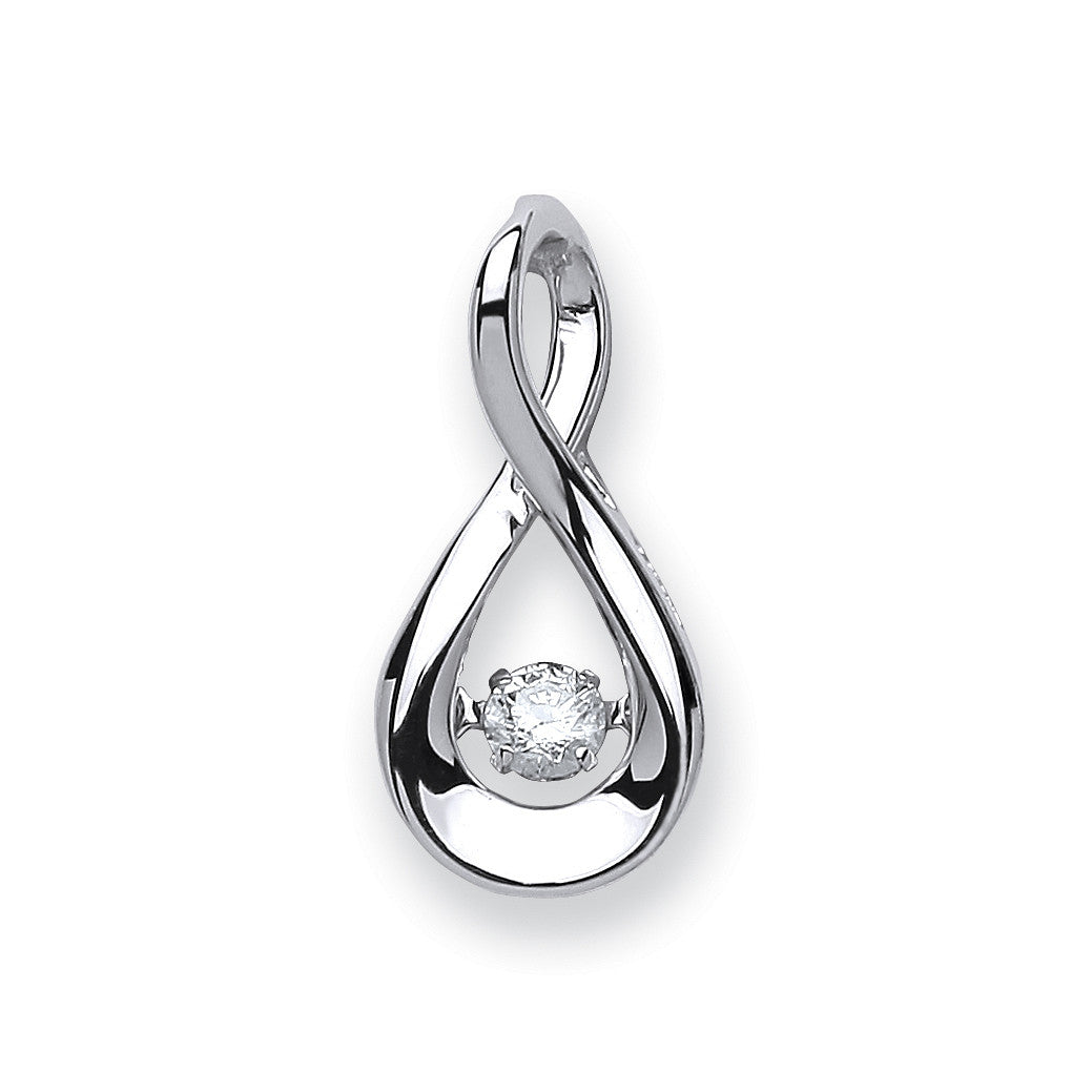 9ct White Gold 0.10ct Dancing Diamond Drop Pendant