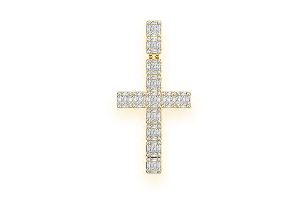 Erkals Jewellers Royal Baguette Cross Pendant 18K Gold Diamond 1.25ctw
