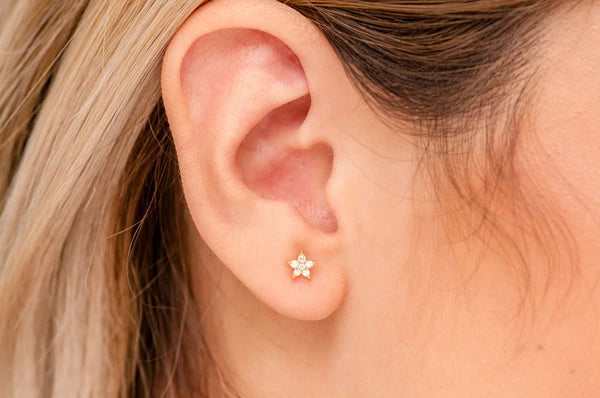 Erkals Jewellers Mini Five Point Star Stud Earrings 18K Gold 0.05ctw