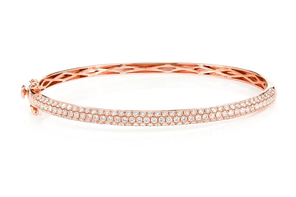 Erkals Jewellers Diamond Three Row Pave Bangle Bracelet 18K Gold 1.95ctw