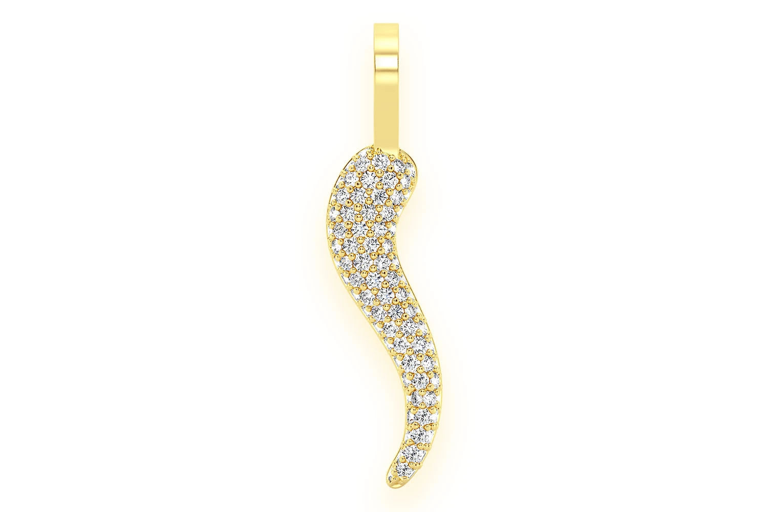 Erkals Jewellers Italian Horn Pendant 18K Gold Diamond 0.30ctw