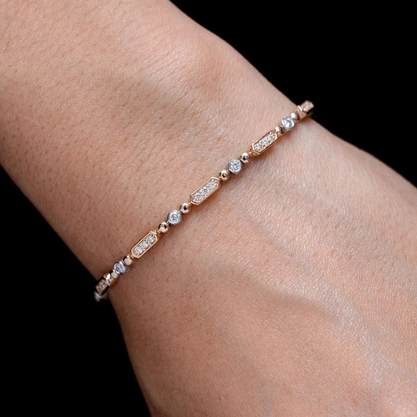 Erkals Jewellers Alternating Bezel Bar Link Bracelet 18K Gold 0.85ctw