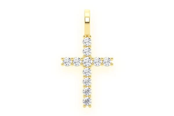 Erkals Jewellers One Row Cross Pendant 18K Gold Diamond 0.25ctw