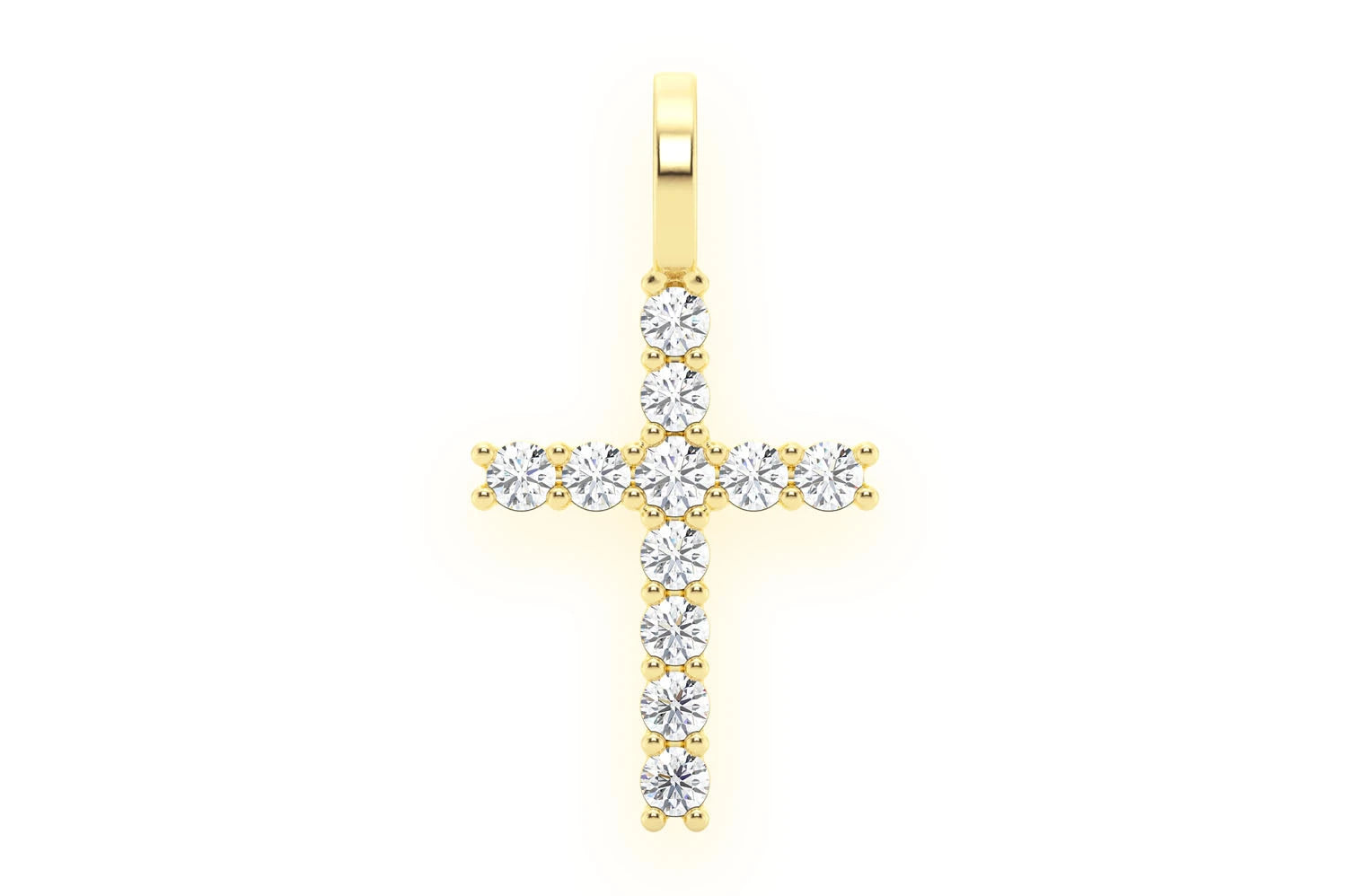 Erkals Jewellers One Row Cross Pendant 18K Gold Diamond 0.25ctw