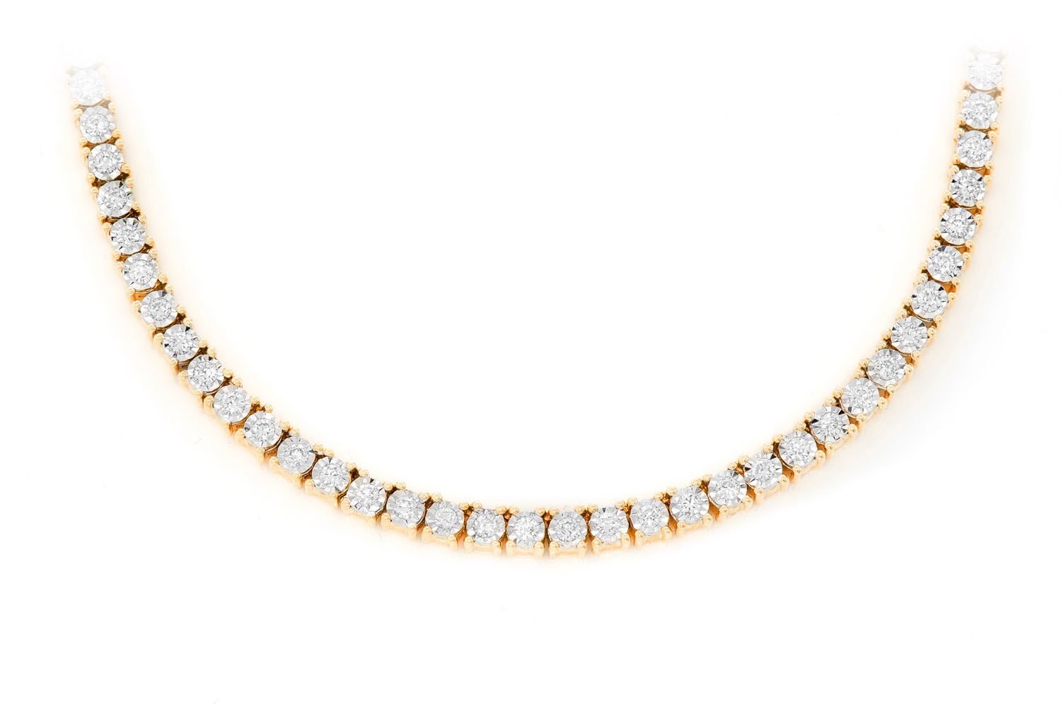 Erkals Jewellers 2pt Miracle Set Diamond Tennis Necklace 18K Gold 4.00ctw