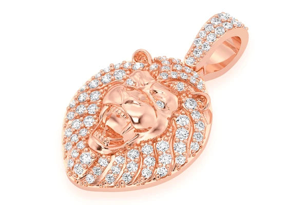 Erkals Jewellers Lion Head Pendant 18K Gold Diamond 0.50ctw