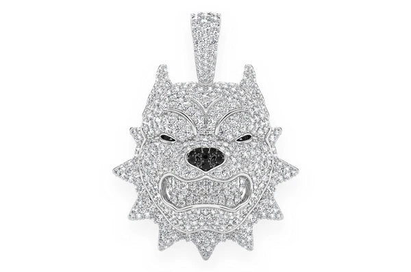 Pitbull Spike Collar 3.00ct Colgante de diamantes 14K Oro sólido