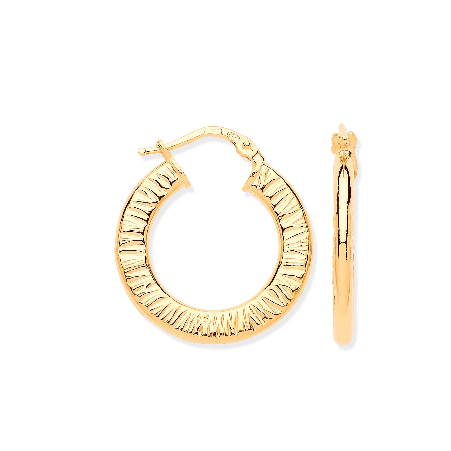 Silver Small Ribbed YG Plated Hoop Earrings