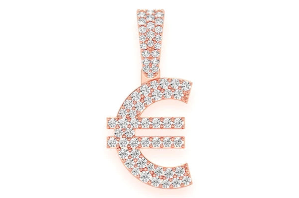 0.45ct Diamond Euro Currency Symbol Pendant 14K Solid Gold