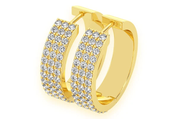 Erkals Jewellers Extra Large Three Row Huggie Hoop Earrings 18K Gold 1.75ctw