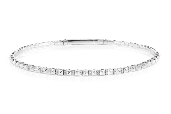 Erkals Jewellers Pointed Square Diamond Flex Bangle Bracelet 18K Gold 0.19ctw