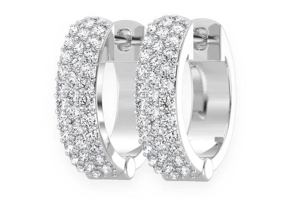 Erkals Jewellers Bubbly Three Row Huggie Hoop Earrings 18K Gold 0.33ctw