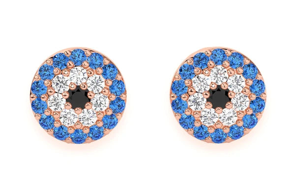 Erkals Jewellers Mini Evil Eye Stud Earrings 18K Gold 0.25ctw