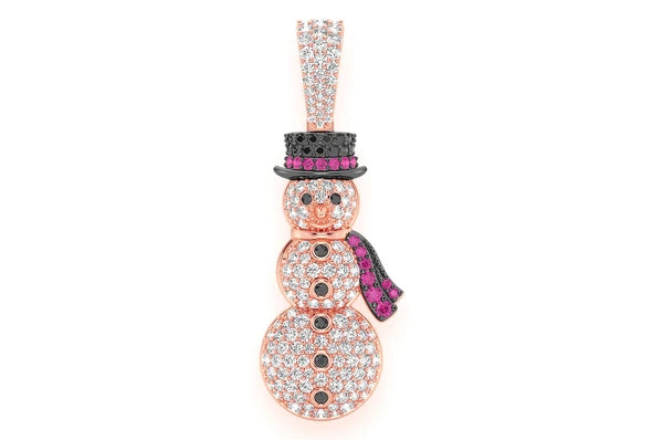 Pendentif bonhomme de neige rubis et diamant 2,00 ct en or massif 14 carats