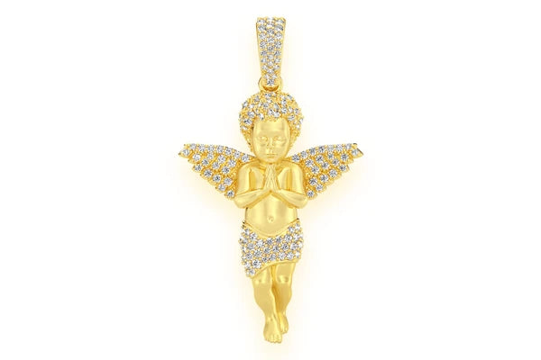 Erkals Jewellers Praying Cherub Pendant 18K Gold Diamond 0.50ctw