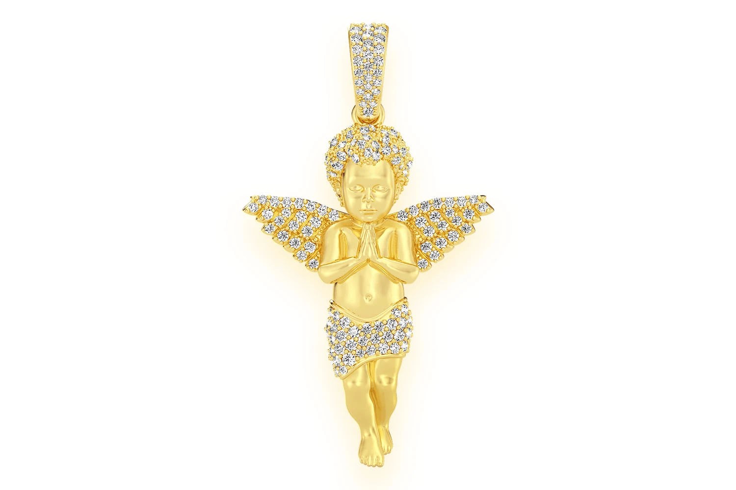 Erkals Jewellers Praying Cherub Pendant 18K Gold Diamond 0.50ctw