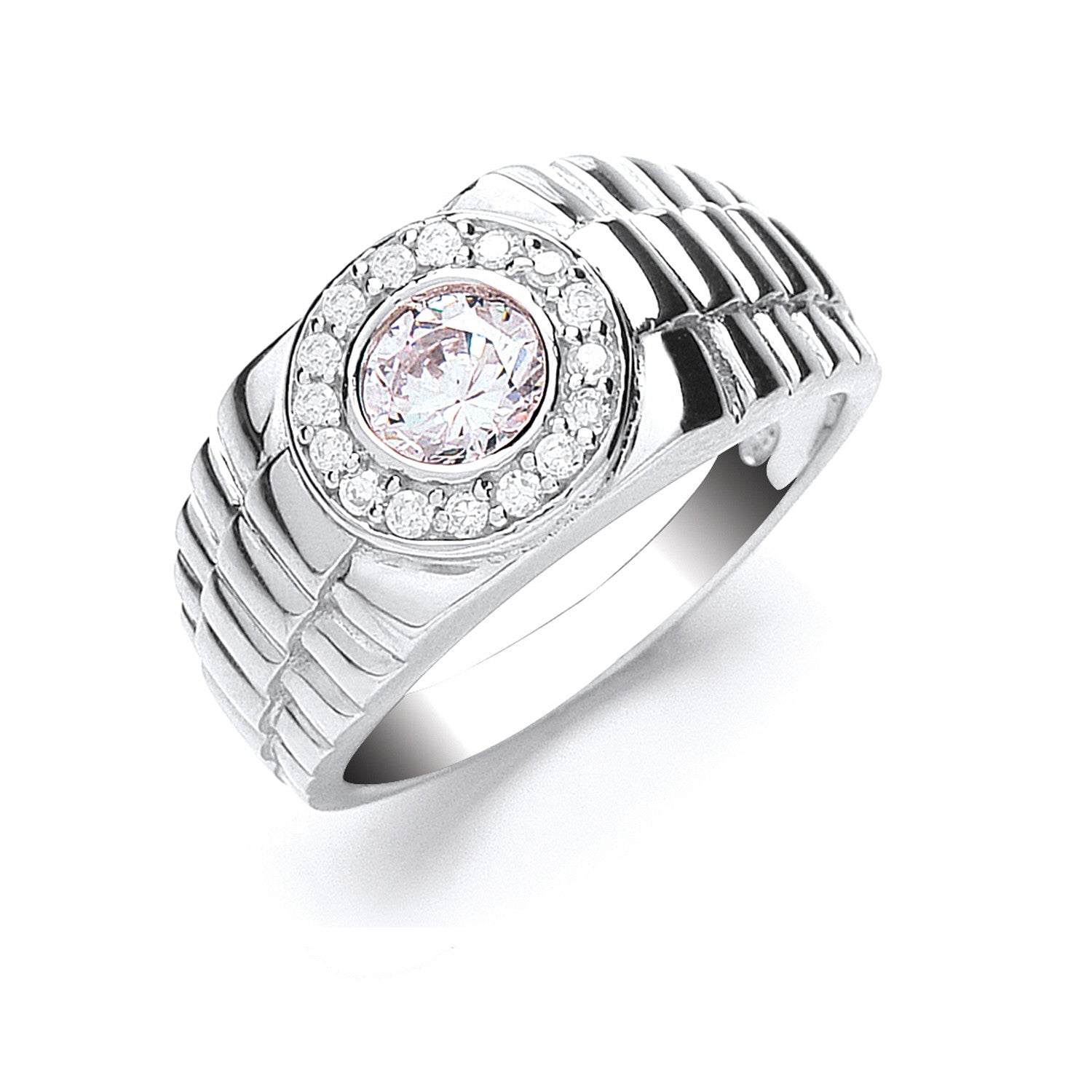 Silver Gents Cz Ring