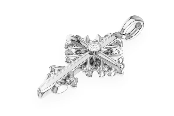 Erkals Jewellers Plain Filigree Cross Pendant 18K Gold Diamond 0.02ct