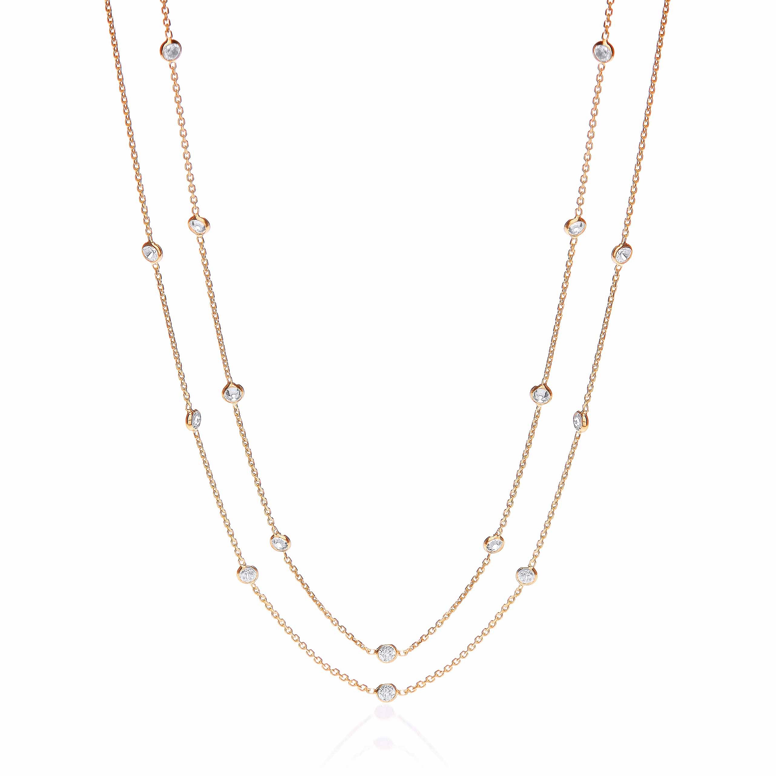 Gold Coated Rubover 23 Cz's Necklace 38"