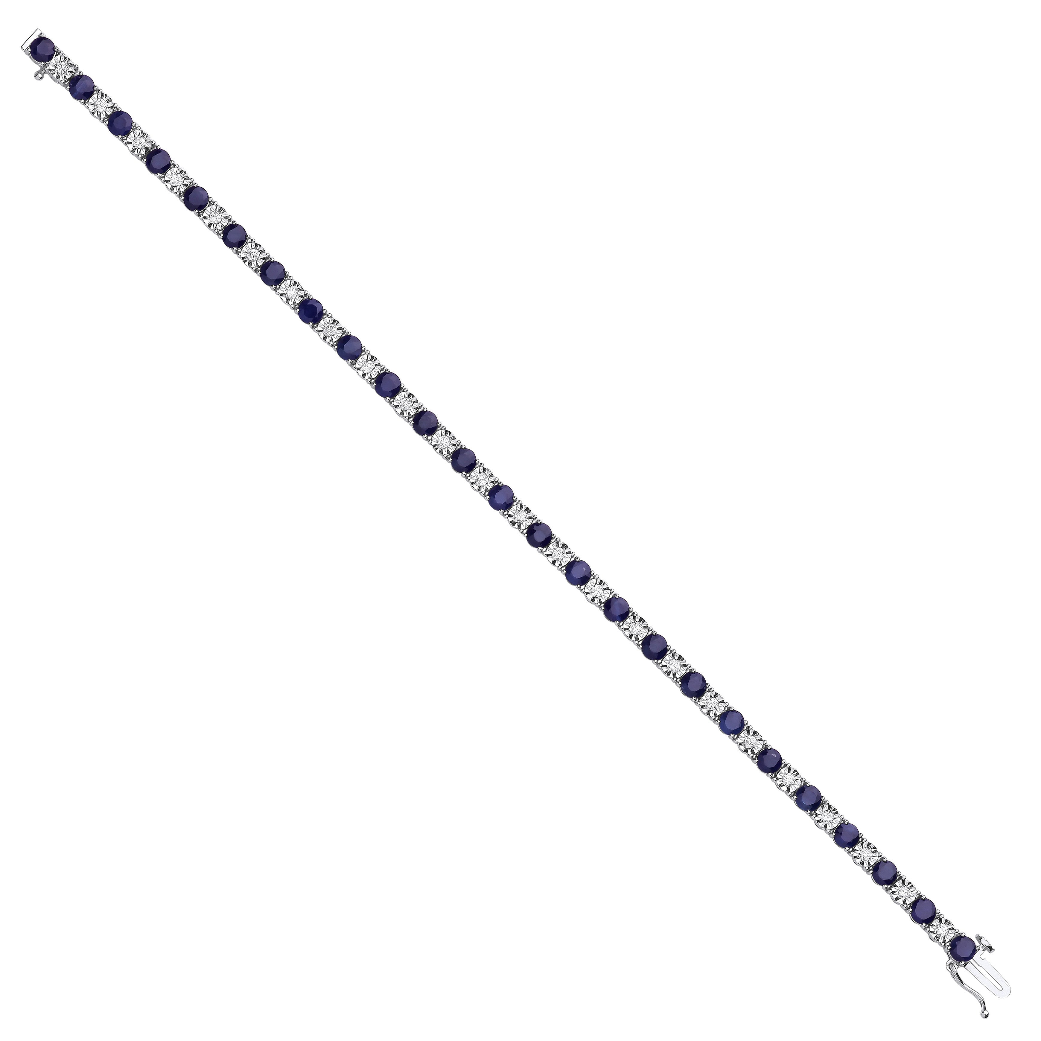 18ct White Gold 0.54ct Diamond & 5.38ct Sapphire Bracelet