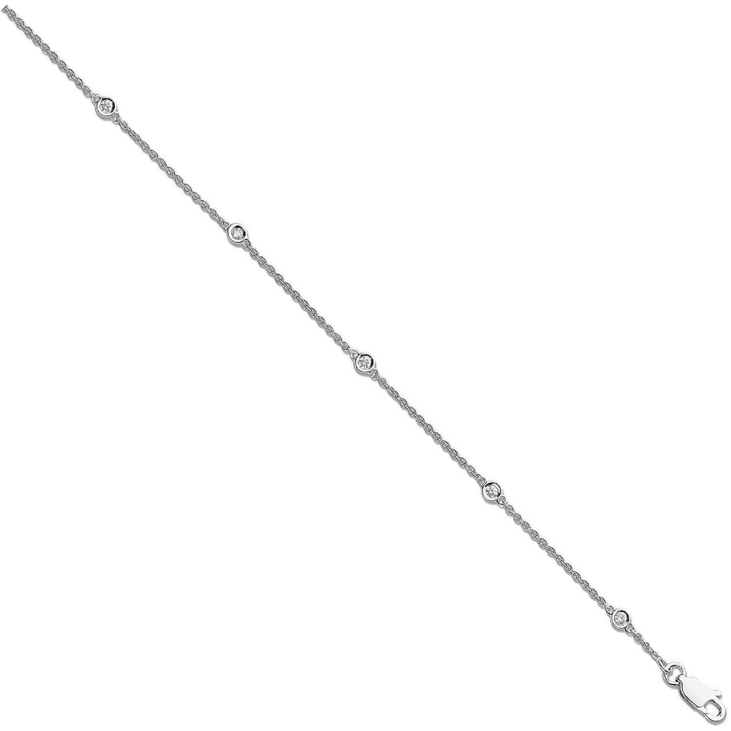 18ct White Gold 0.20ct Diamond by the yard Rubover Bracelet