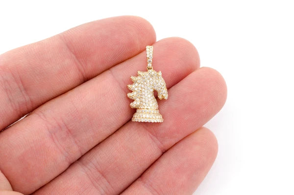 Erkals Jewellers Knight Chess Piece Pendant 18K Gold Diamond 0.90ctw