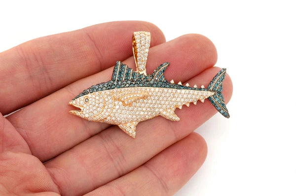 Erkals Jewellers Bluefin Tuna Pendant 18K Gold Diamond 4.50ctw