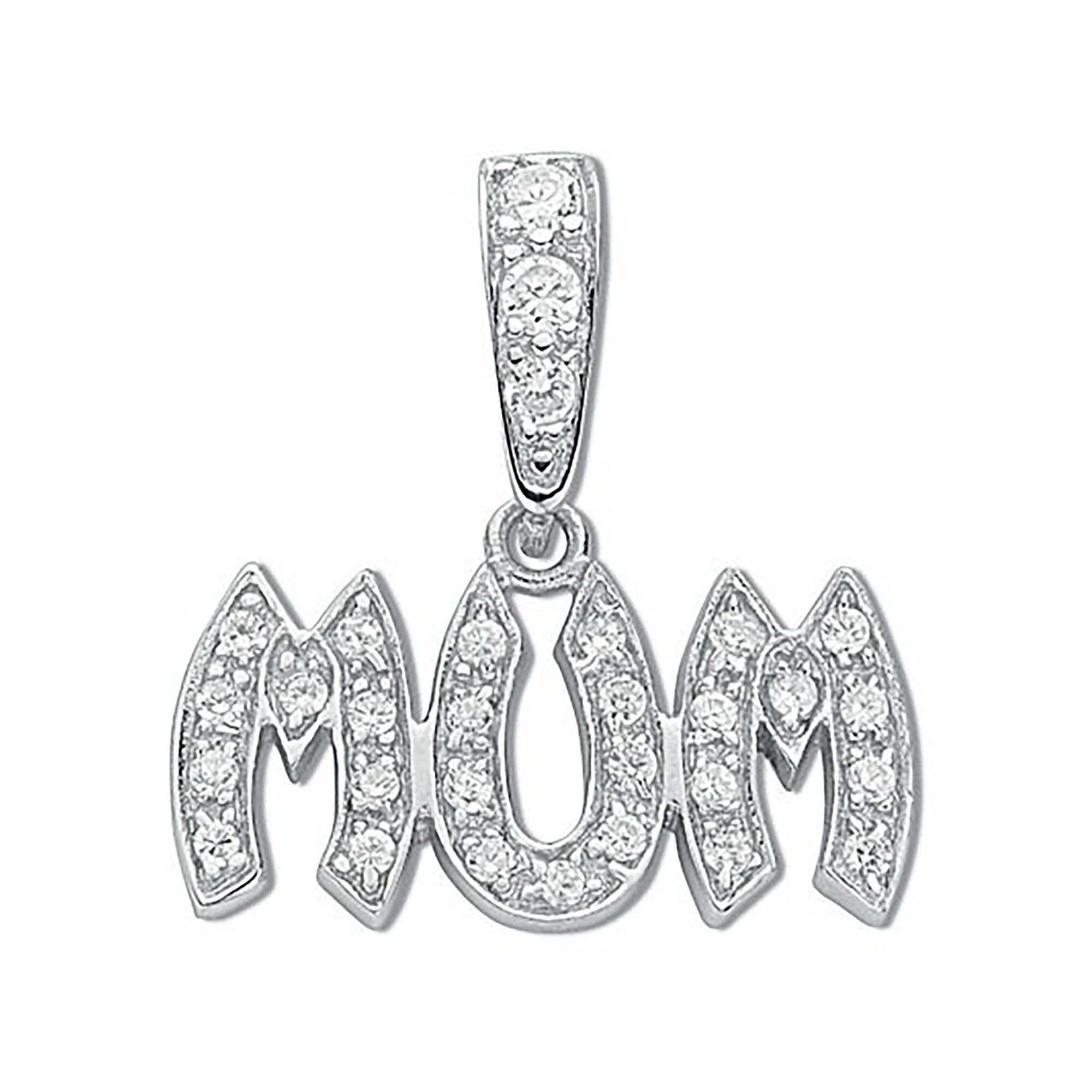 Silver Pave Set Cz Mum Drop Pendant