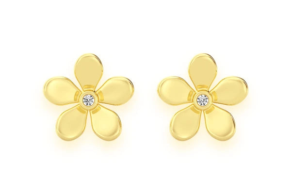 Erkals Jewellers Flower Petal Diamond Stud Earrings 18K Gold 0.02ctw