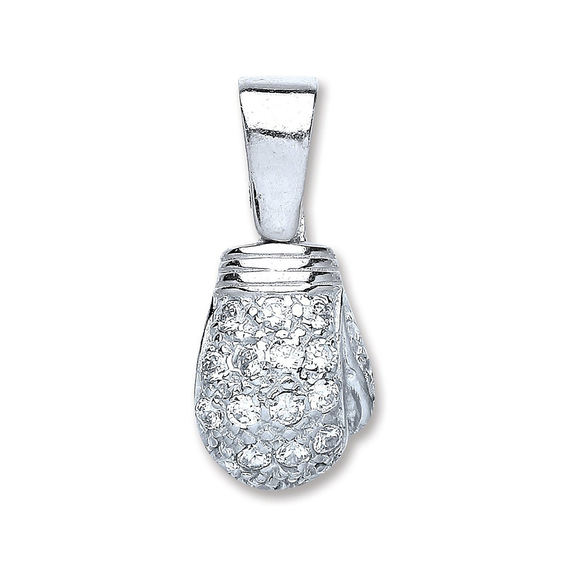 Silver Boxing Glove Cz Pendant