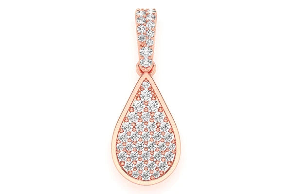 0.33ct Diamond Water Drop Pendant 14K Solid Gold