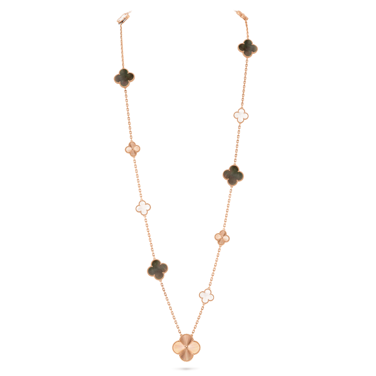 Van Cleef & Arpels Magic Alhambra Transformable Long Necklace 15 Motifs 18K Rose Gold