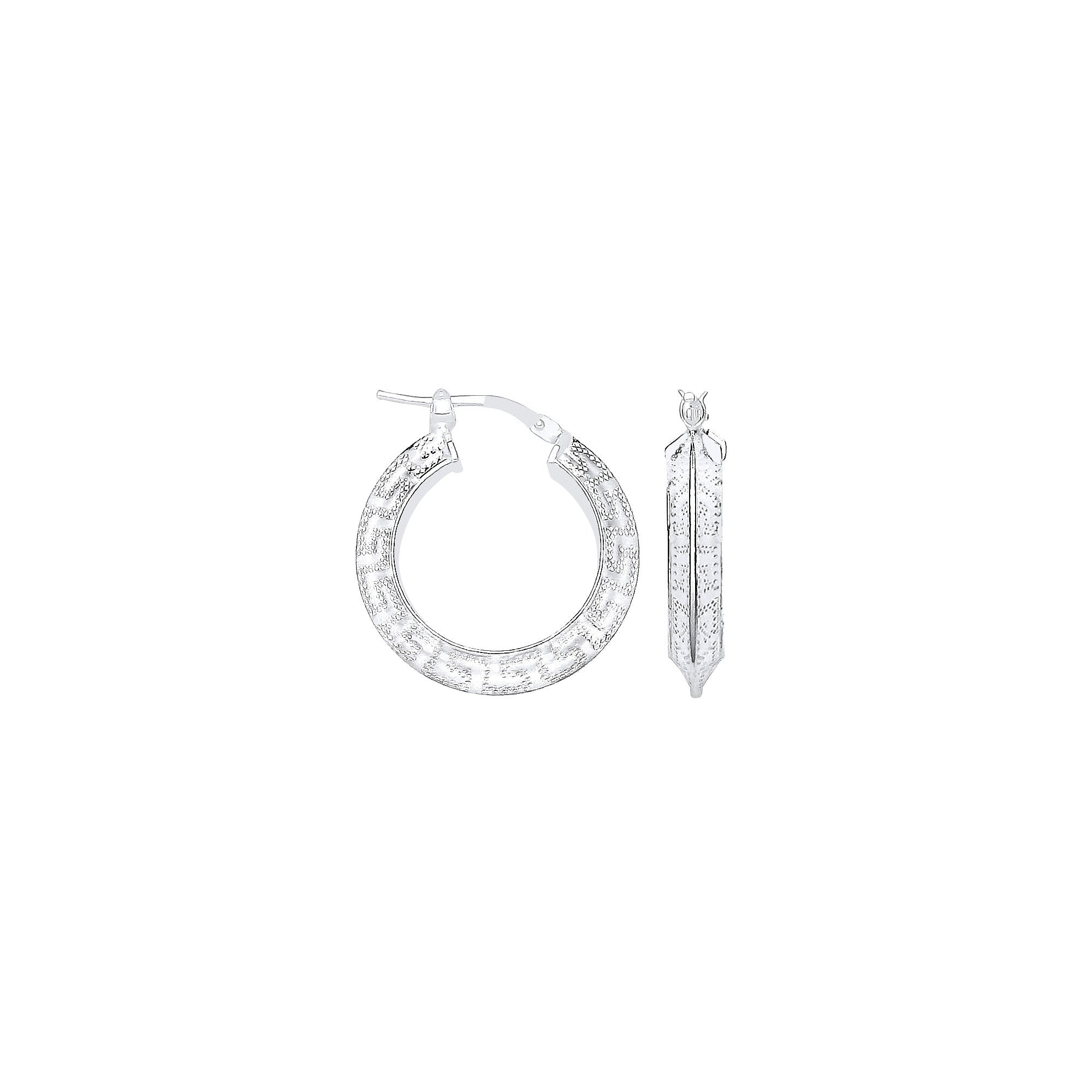 Silver Greek Key 15mm Hoop Earrings