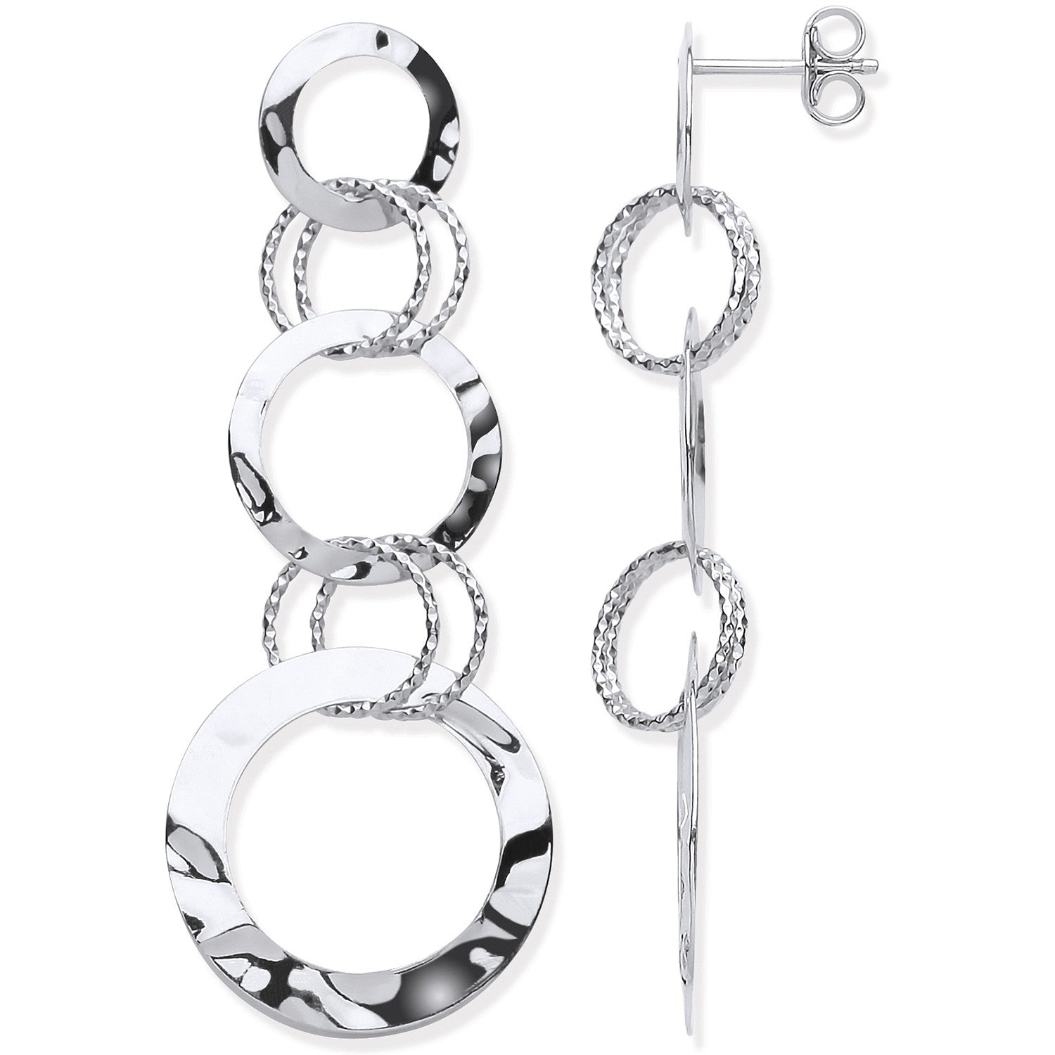 Silver Interlinked Circles Drop Earrings