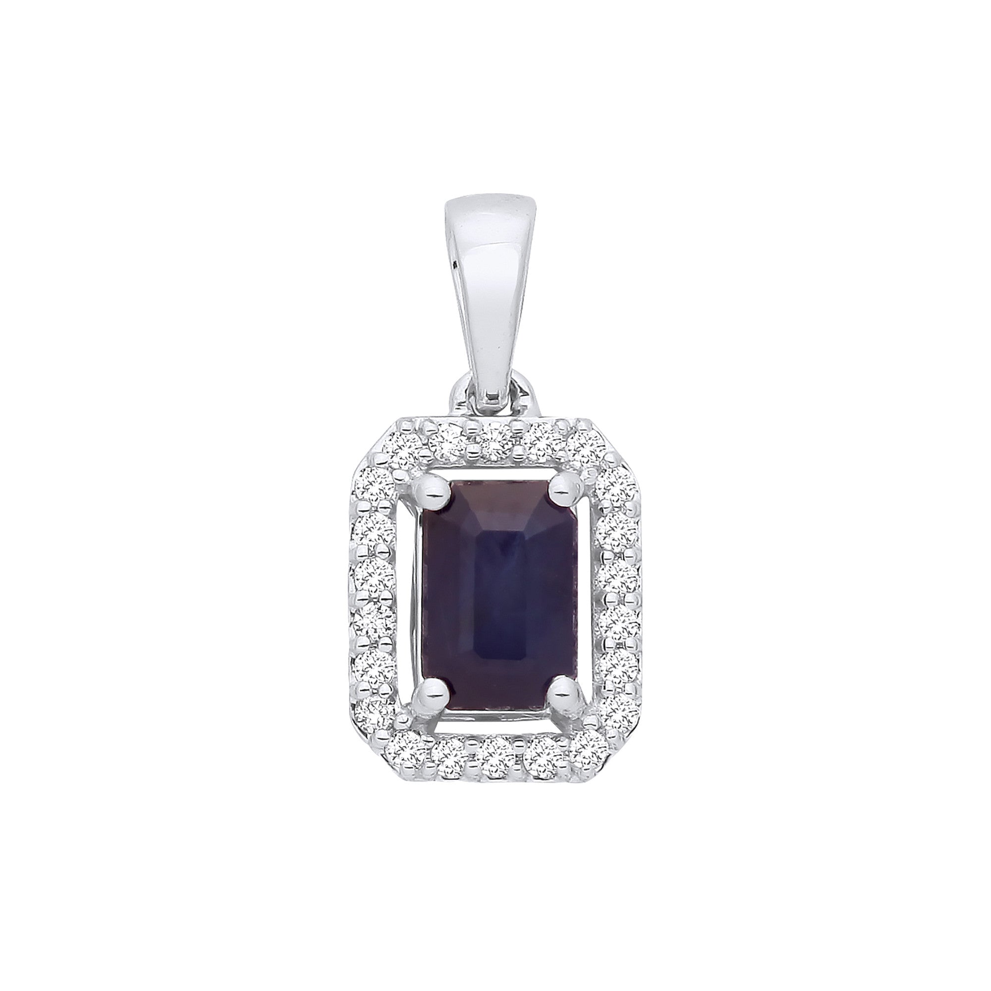 18ct White Gold 0.11ctw Diamond & 0.65ctw Sapphire Pendant