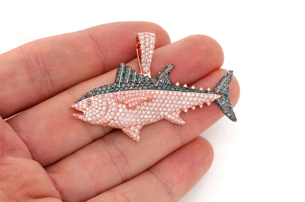 Erkals Jewellers Bluefin Tuna Pendant 18K Gold Diamond 4.50ctw