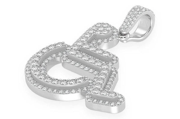 Pendentif diamant double couche 2,60 ct pour fauteuil roulant en or massif 14 carats