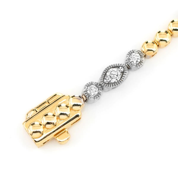 Erkals Jewellers Oval And Round Diamond Bead Bezel Link Bracelet 18K Gold 0.66ctw